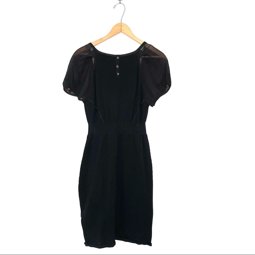 Karen Millen | Black Sweater Dress Short Silk Puff Sleeves Size 8 - Picture 7 of 9